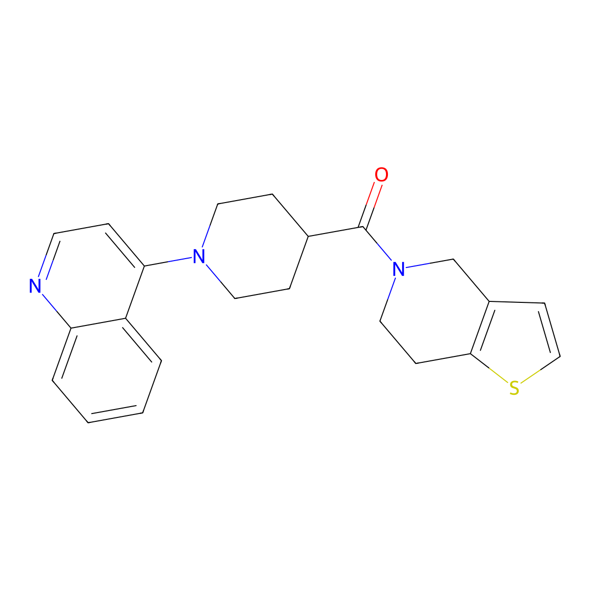 4-(4-{4H,5H,6H,7H-thieno[3,2-c]pyridine-5-carbonyl}piperidin-1-yl)quinoline molecular structure, CAS 3054620-91-3