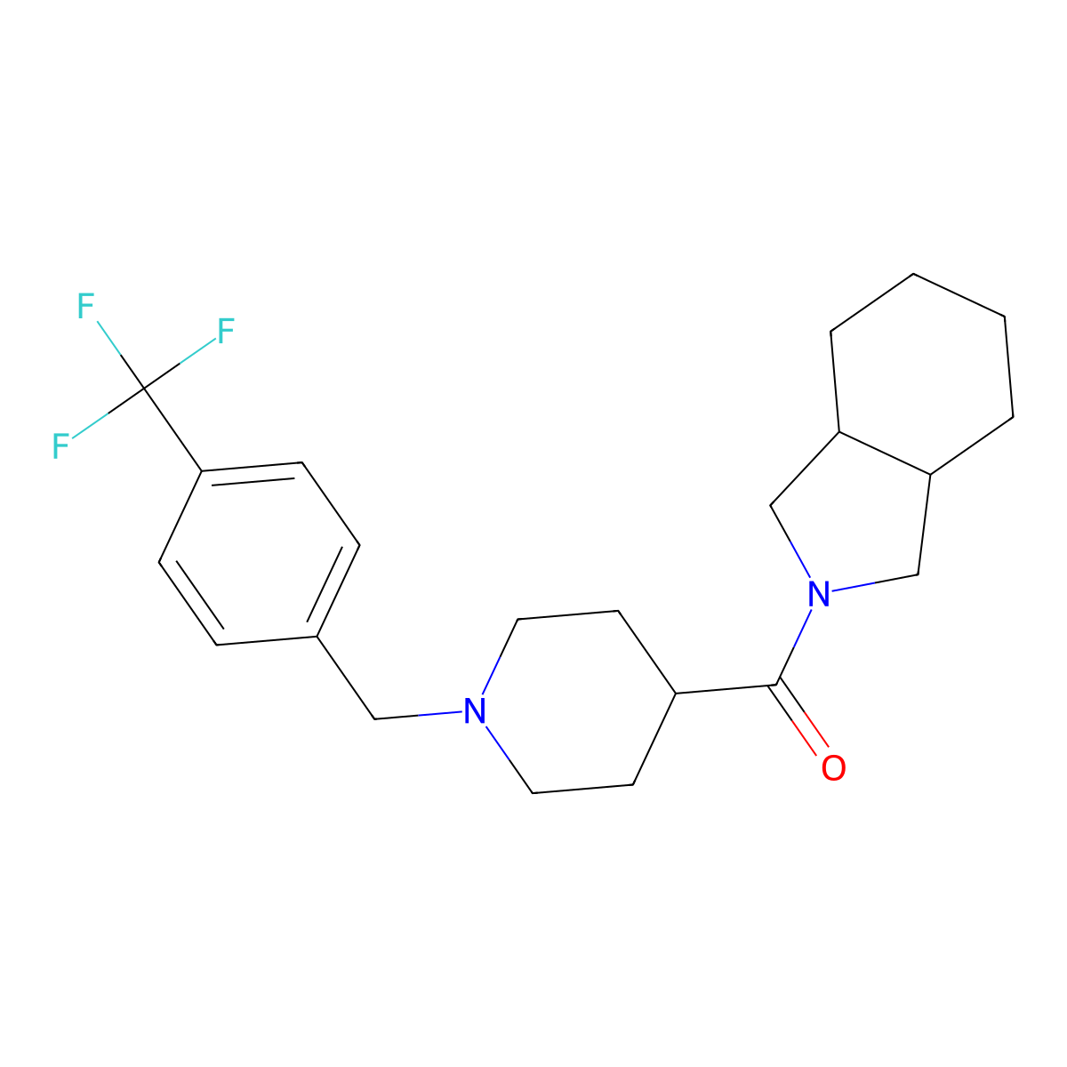 2-(1-{[4-(trifluoromethyl)phenyl]methyl}piperidine-4-carbonyl)-octahydro-1H-isoindole molecular structure, CAS 3054620-92-4