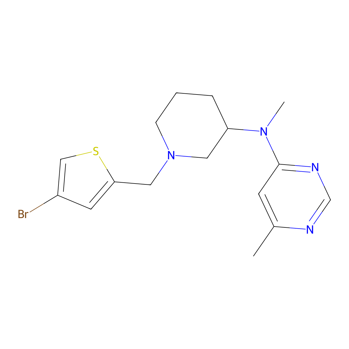 N-{1-[(4-bromothiophen-2-yl)methyl]piperidin-3-yl}-N,6-dimethylpyrimidin-4-amine molecular structure, CAS 3054620-98-0
