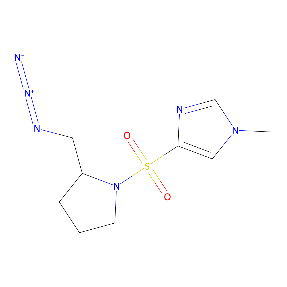 4-{[2-(azidomethyl)pyrrolidin-1-yl]sulfonyl}-1-methyl-1H-imidazole molecular structure, CAS 3054621-00-7