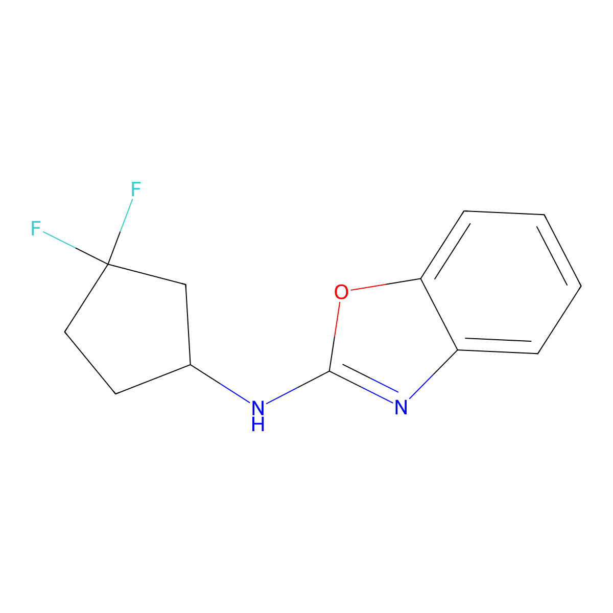 N-(3,3-difluorocyclopentyl)-1,3-benzoxazol-2-amine molecular structure, CAS 3054621-07-4