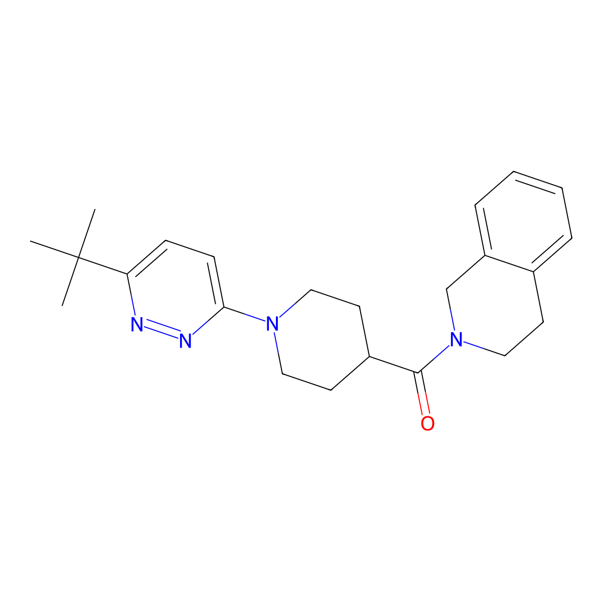 2-[1-(6-Tert-butylpyridazin-3-yl)piperidine-4-carbonyl]-1,2,3,4-tetrahydroisoquinoline molecular structure, CAS 3054621-10-9