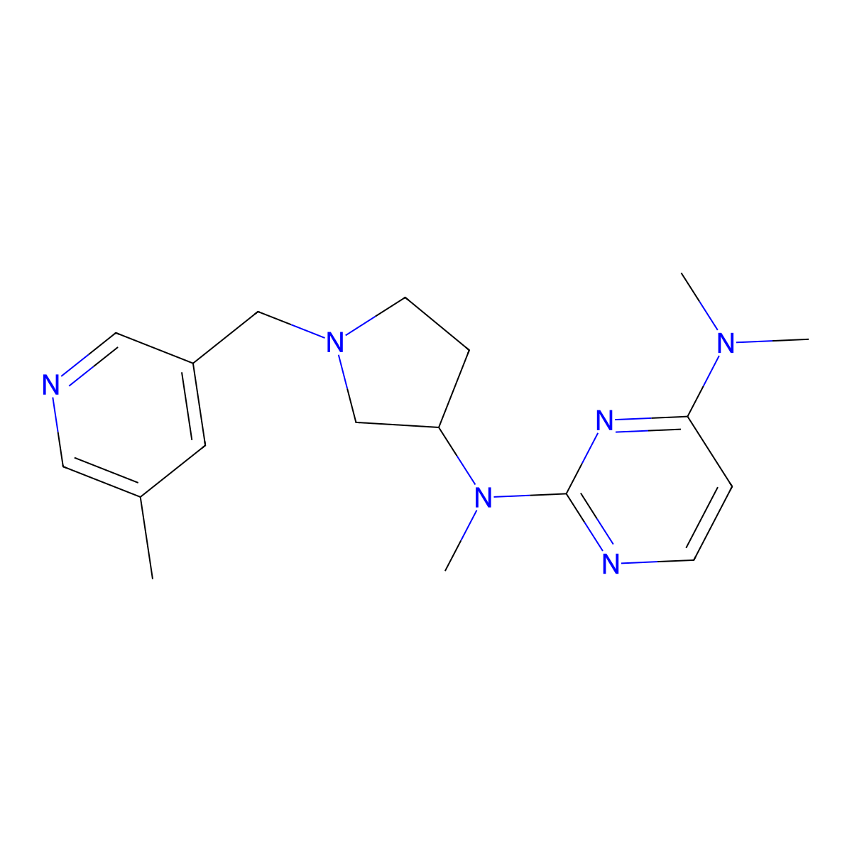 N2,N4,N4-trimethyl-N2-{1-[(5-methylpyridin-3-yl)methyl]pyrrolidin-3-yl}pyrimidine-2,4-diamine molecular structure, CAS 3054621-14-3