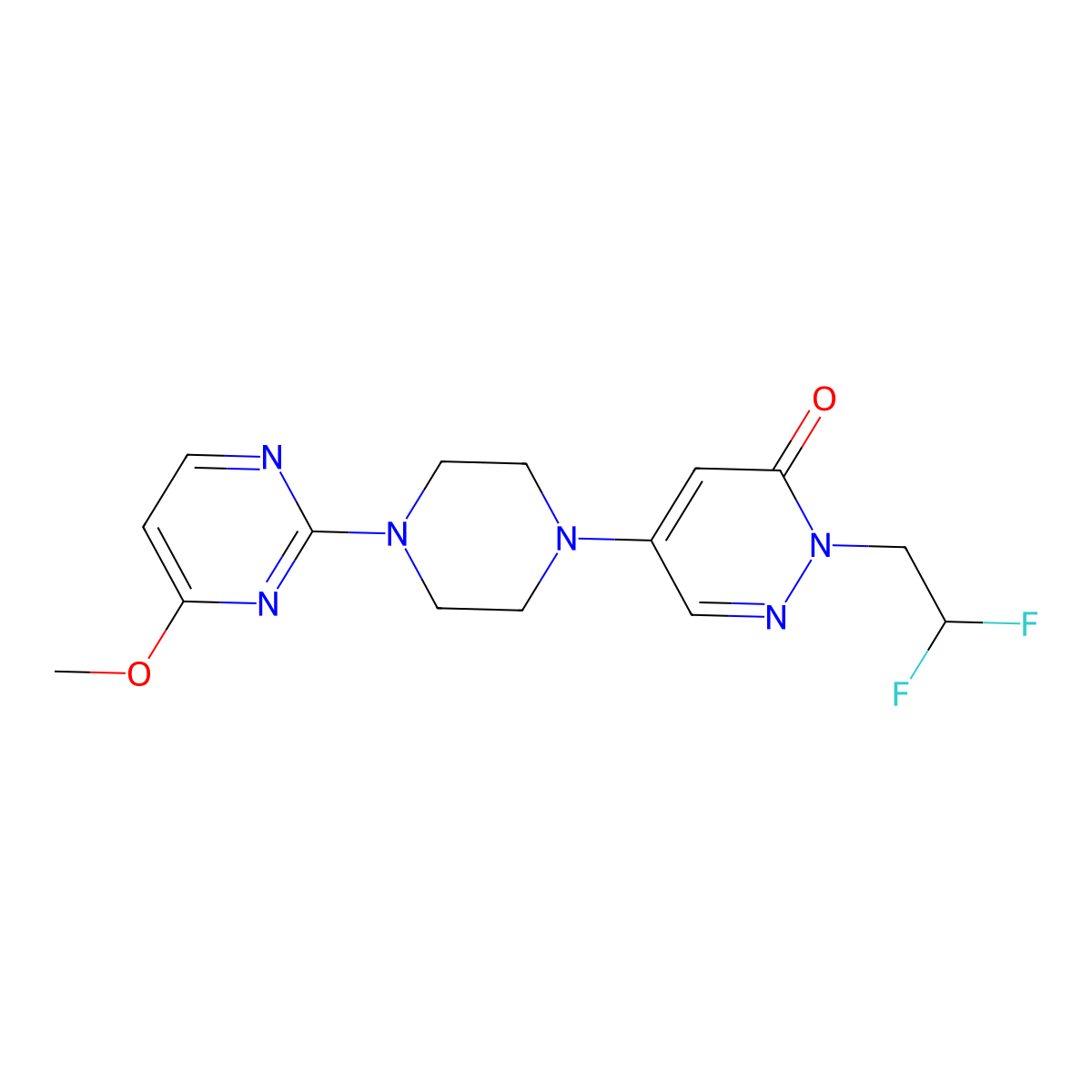 2-(2,2-Difluoroethyl)-5-[4-(4-methoxypyrimidin-2-yl)piperazin-1-yl]-2,3-dihydropyridazin-3-one molecular structure, CAS 3054621-20-1