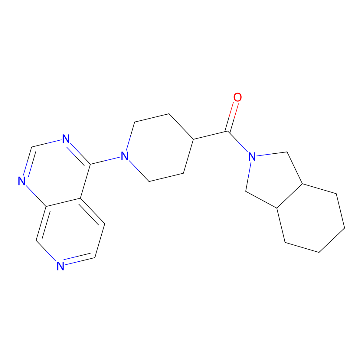 2-(1-{pyrido[3,4-d]pyrimidin-4-yl}piperidine-4-carbonyl)-octahydro-1H-isoindole molecular structure, CAS 3054621-21-2