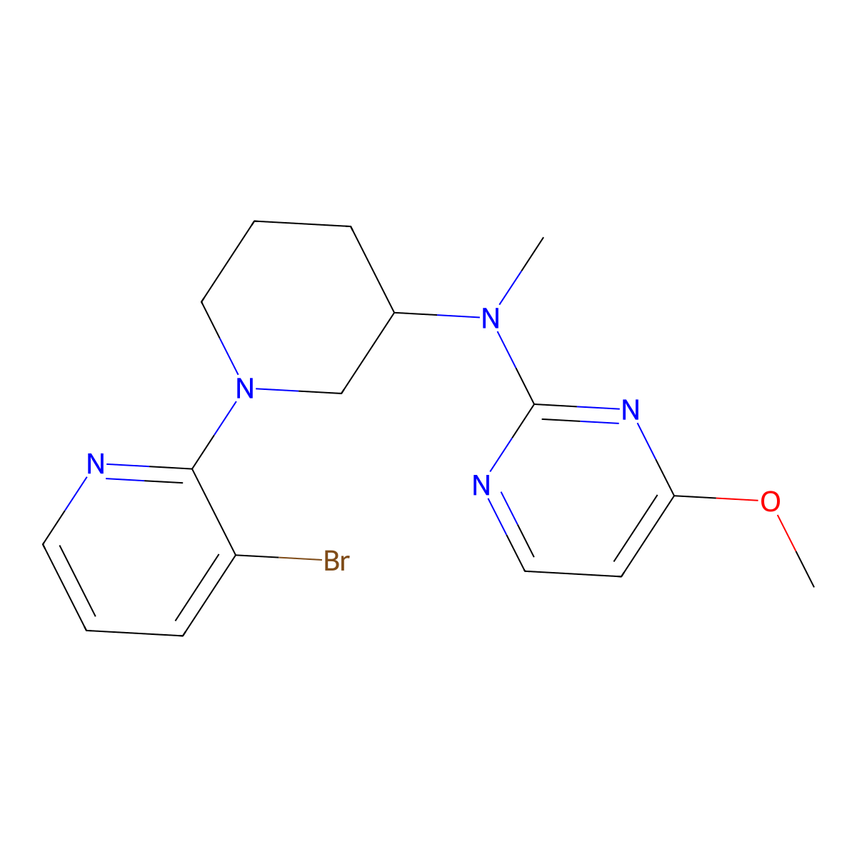 N-(1-{[3-(difluoromethyl)-1-methyl-1H-pyrazol-4-yl]methyl}piperidin-3-yl)-4-methoxypyrimidin-2-amine molecular structure, CAS 3054621-25-6