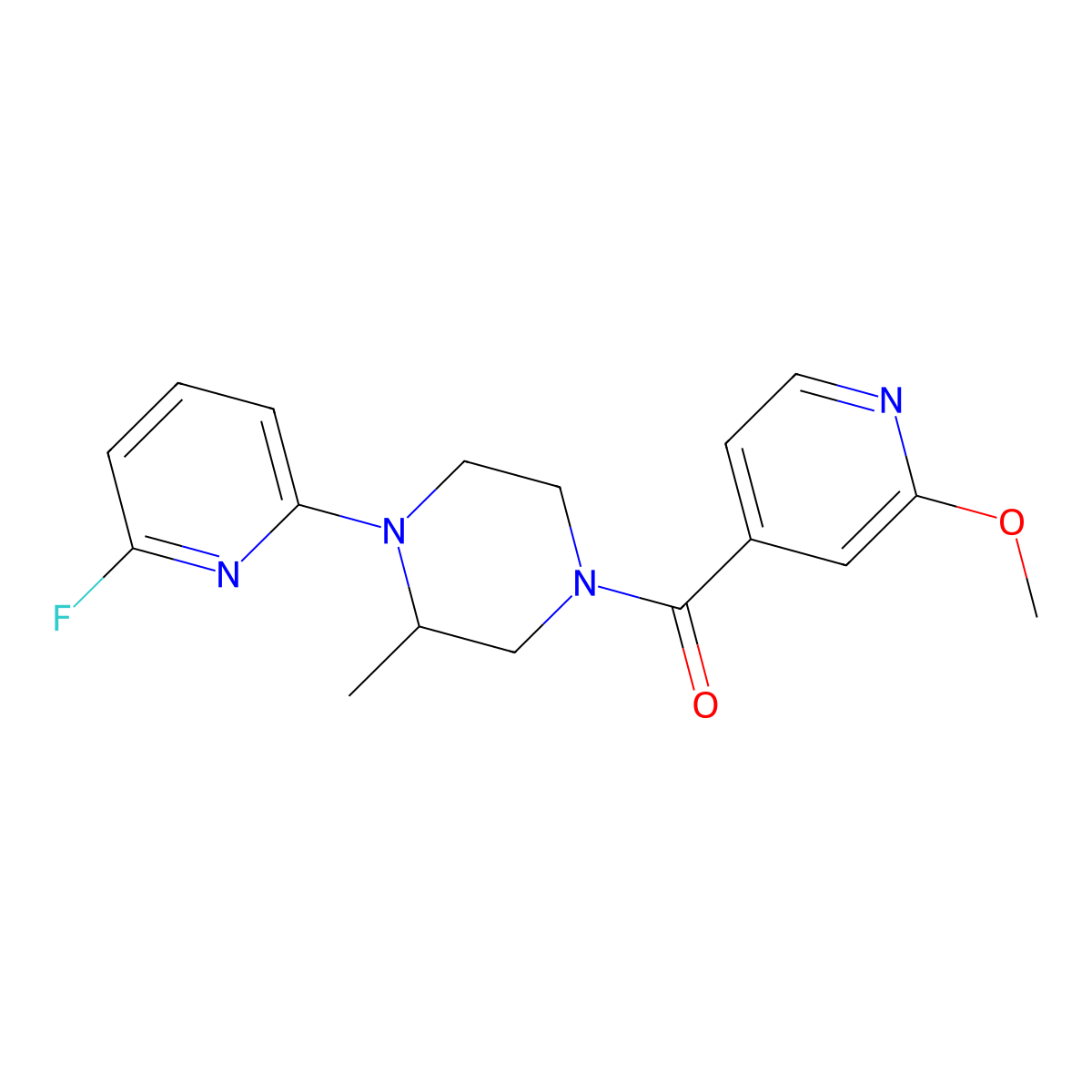 1-(6-Fluoropyridin-2-yl)-4-(2-methoxypyridine-4-carbonyl)-2-methylpiperazine molecular structure, CAS 3054621-26-7