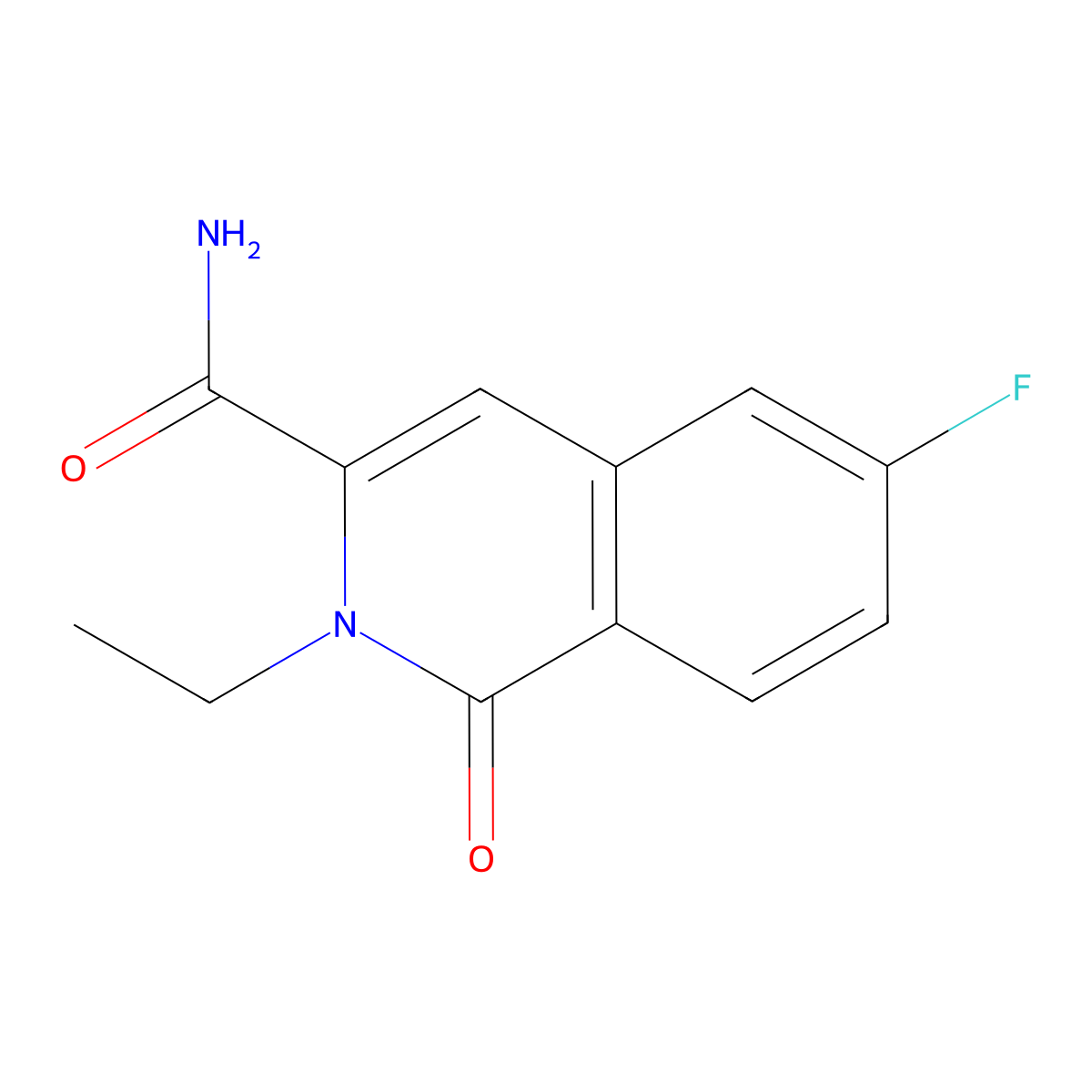 2-Ethyl-6-fluoro-1-oxo-1,2-dihydroisoquinoline-3-carboxamide molecular structure, CAS 3054621-30-3