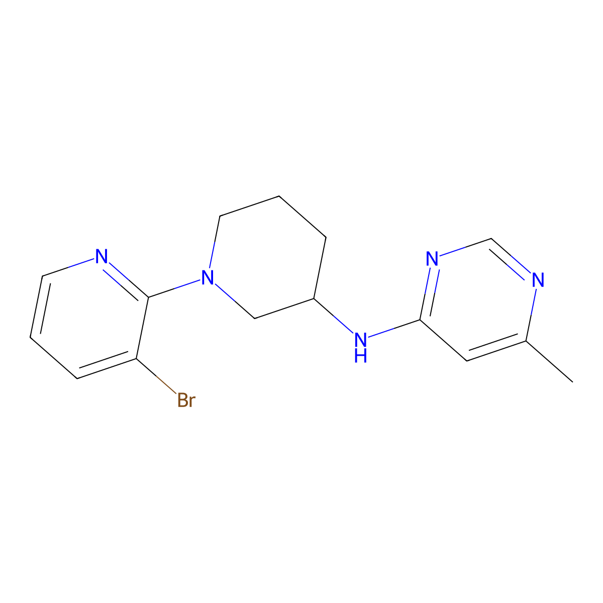 N-[1-(3-bromo-2-pyridinyl)piperidin-3-yl]-6-methylpyrimidin-4-amine molecular structure, CAS 3054621-32-5