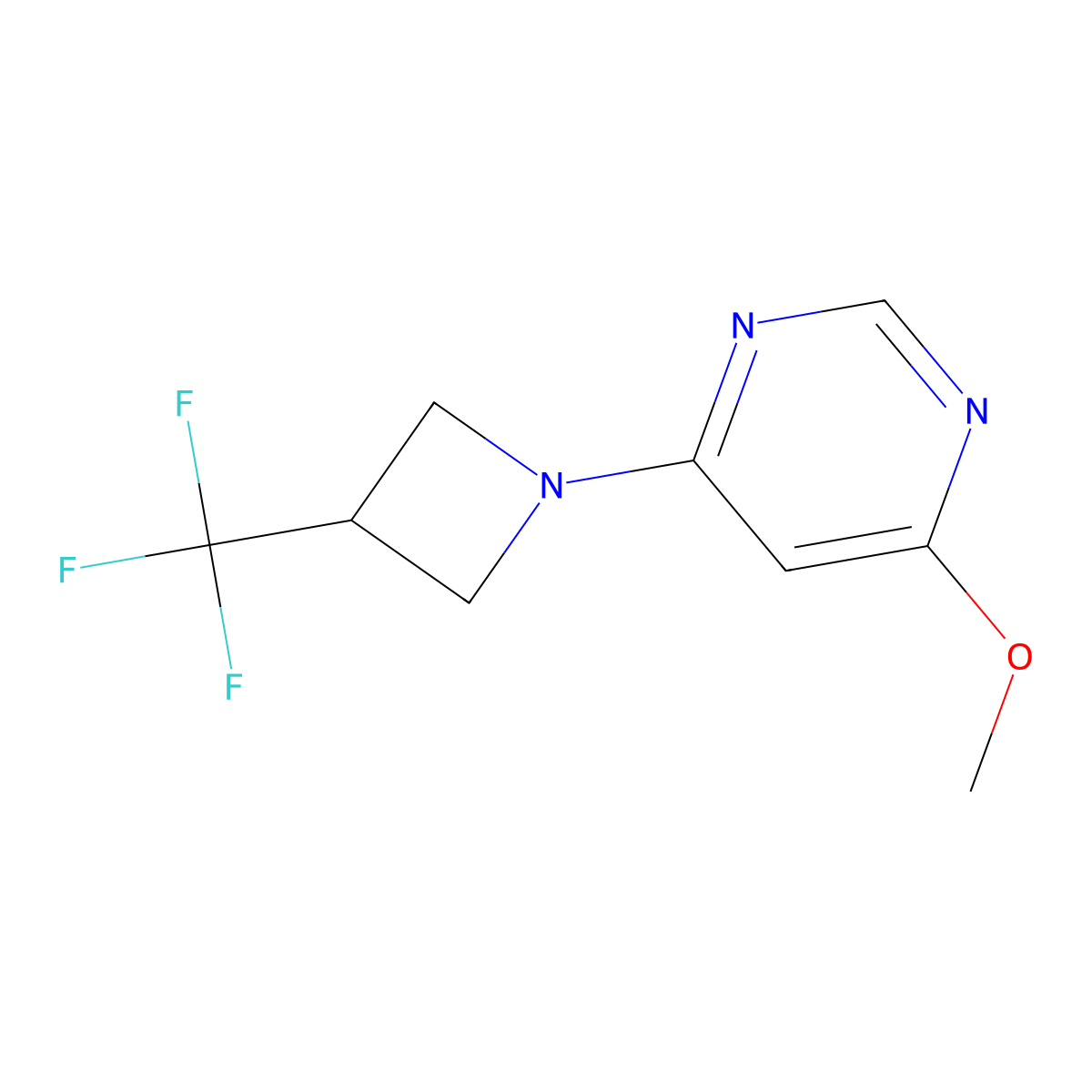 4-Methoxy-6-[3-(trifluoromethyl)azetidin-1-yl]pyrimidine molecular structure, CAS 3054621-38-1