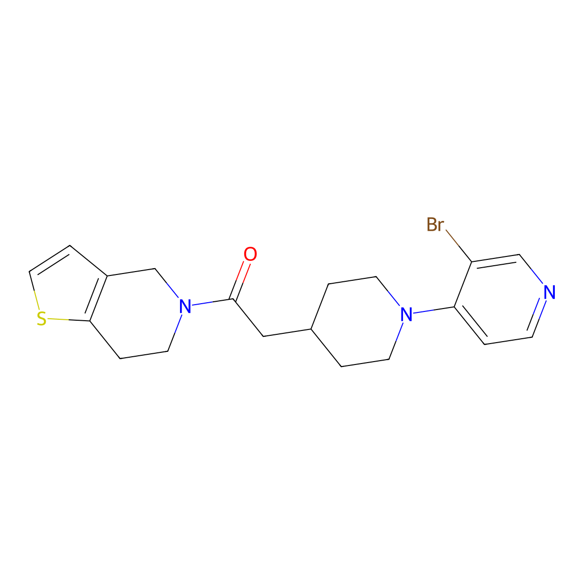 2-[1-(3-bromopyridin-4-yl)piperidin-4-yl]-1-{4H,5H,6H,7H-thieno[3,2-c]pyridin-5-yl}ethan-1-one molecular structure, CAS 3054621-51-8