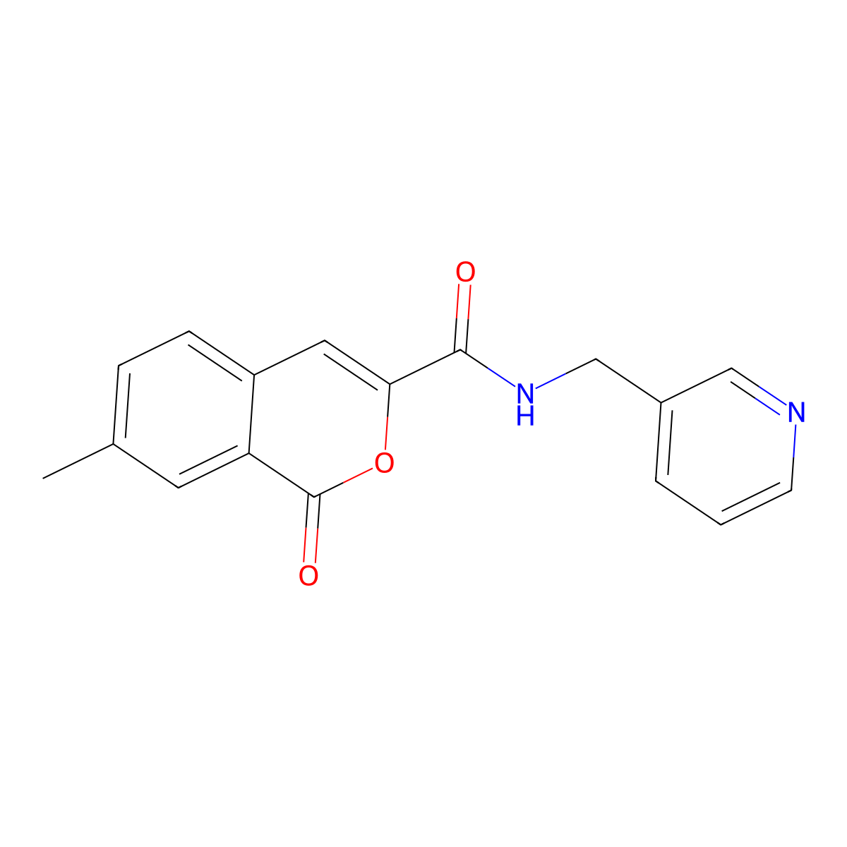 7-methyl-1-oxo-N-[(pyridin-3-yl)methyl]-1H-isochromene-3-carboxamide molecular structure, CAS 3054621-52-9