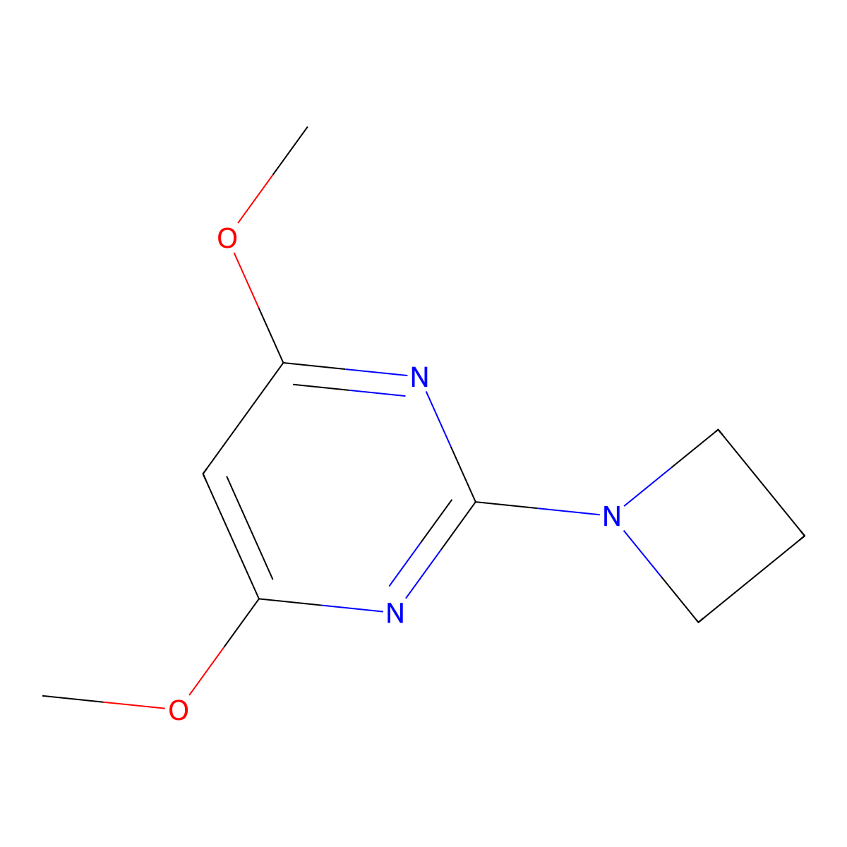 2-(Azetidin-1-yl)-4,6-dimethoxypyrimidine molecular structure, CAS 3054621-53-0