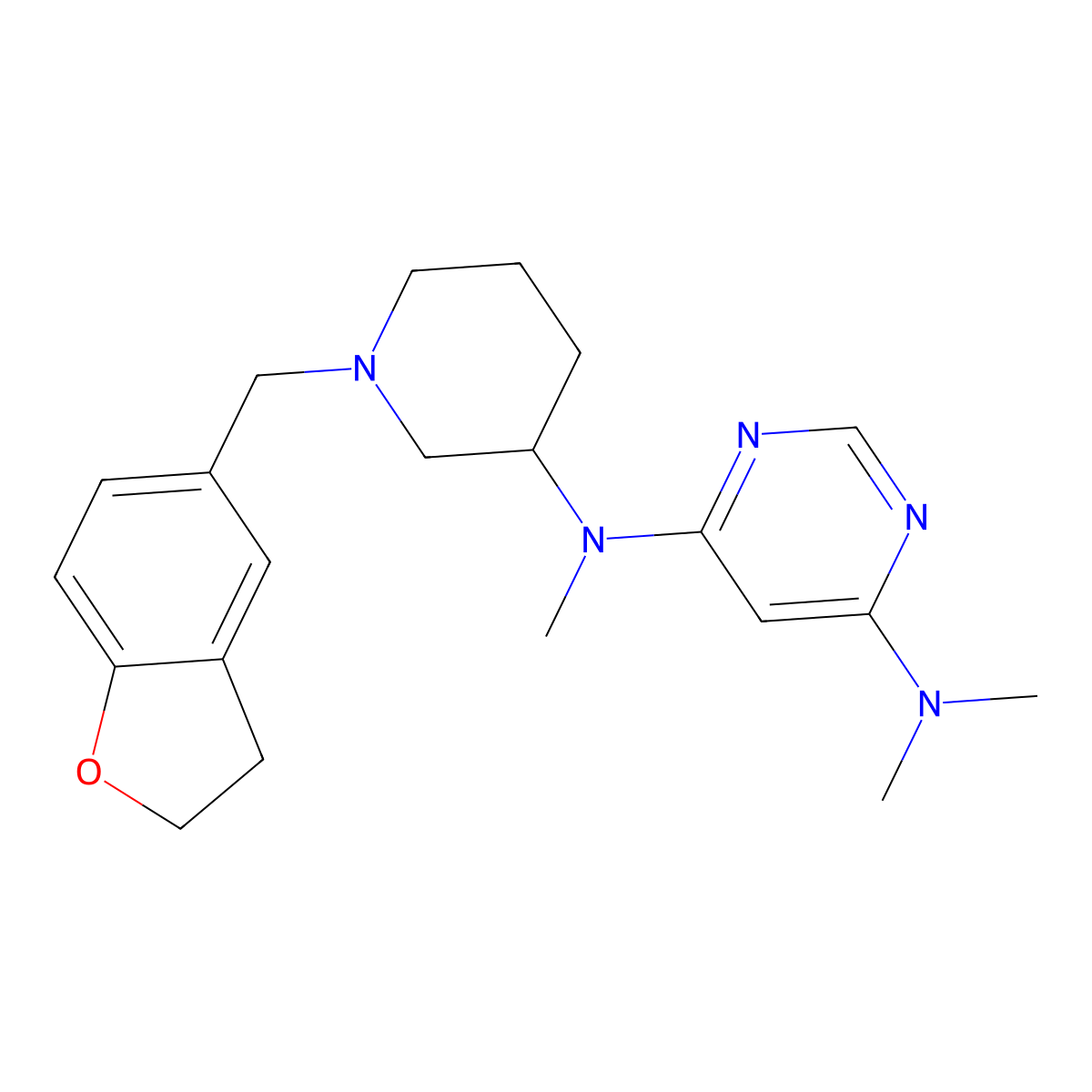 N4-{1-[(2,3-dihydro-1-benzofuran-5-yl)methyl]piperidin-3-yl}-N4,N6,N6-trimethylpyrimidine-4,6-diamine molecular structure, CAS 3054621-56-3
