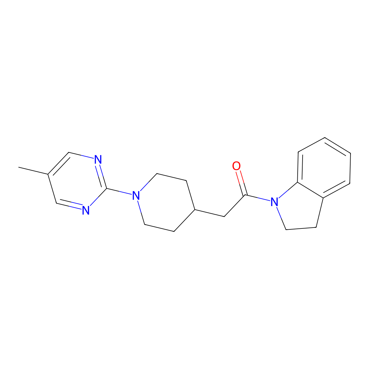 1-(2,3-dihydro-1H-indol-1-yl)-2-[1-(5-methylpyrimidin-2-yl)piperidin-4-yl]ethan-1-one molecular structure, CAS 3054621-64-3