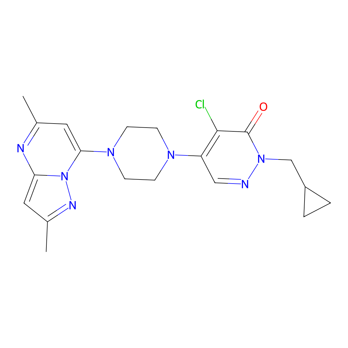 4-Chloro-2-(cyclopropylmethyl)-5-(4-{2,5-dimethylpyrazolo[1,5-a]pyrimidin-7-yl}piperazin-1-yl)-2,3-dihydropyridazin-3-one molecular structure, CAS 3054621-73-4