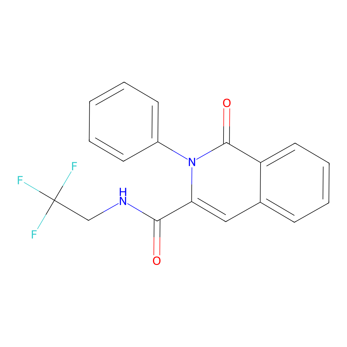 1-oxo-2-phenyl-N-(2,2,2-trifluoroethyl)-1,2-dihydroisoquinoline-3-carboxamide molecular structure, CAS 3054621-74-5