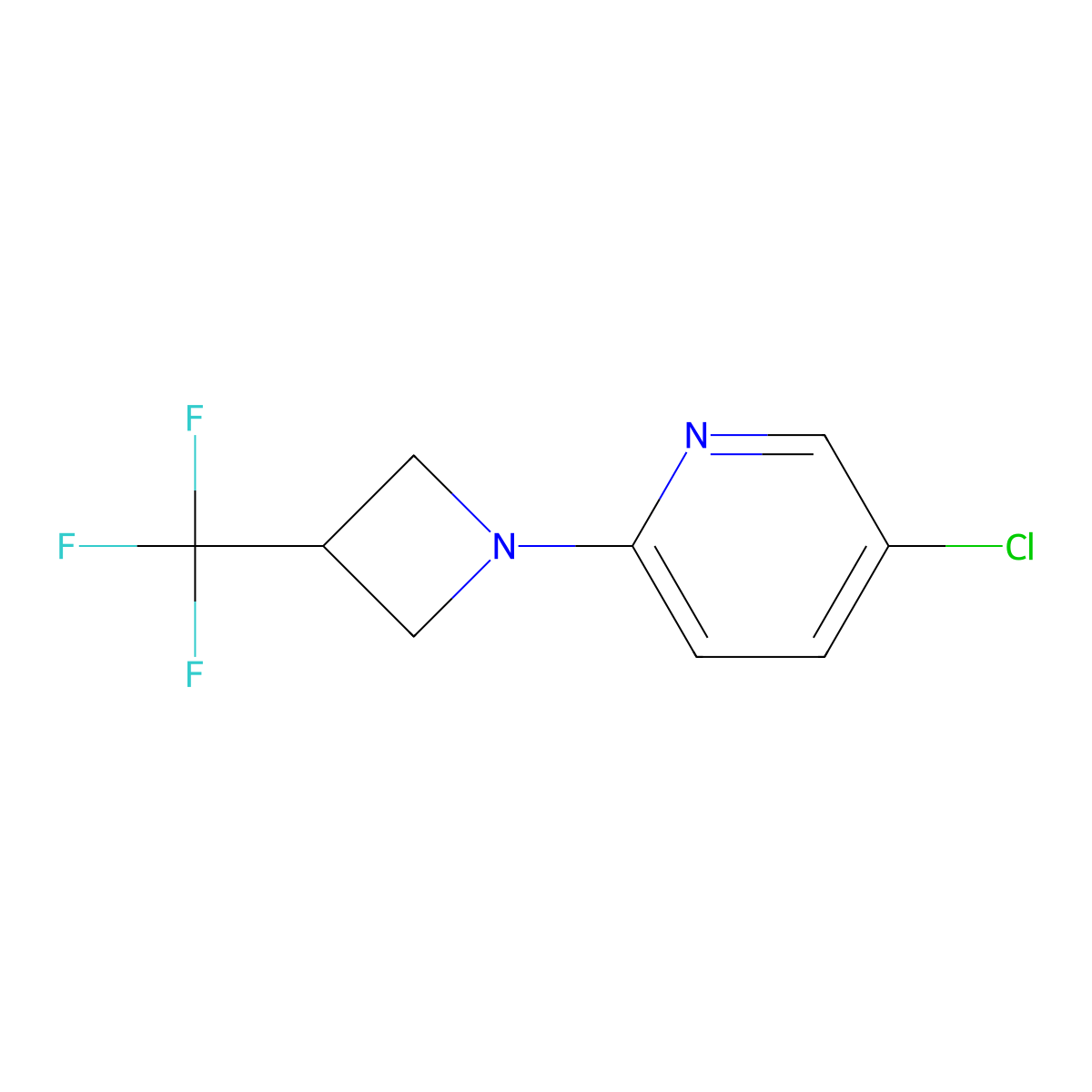 5-Chloro-2-[3-(trifluoromethyl)azetidin-1-yl]pyridine molecular structure, CAS 3054621-78-9