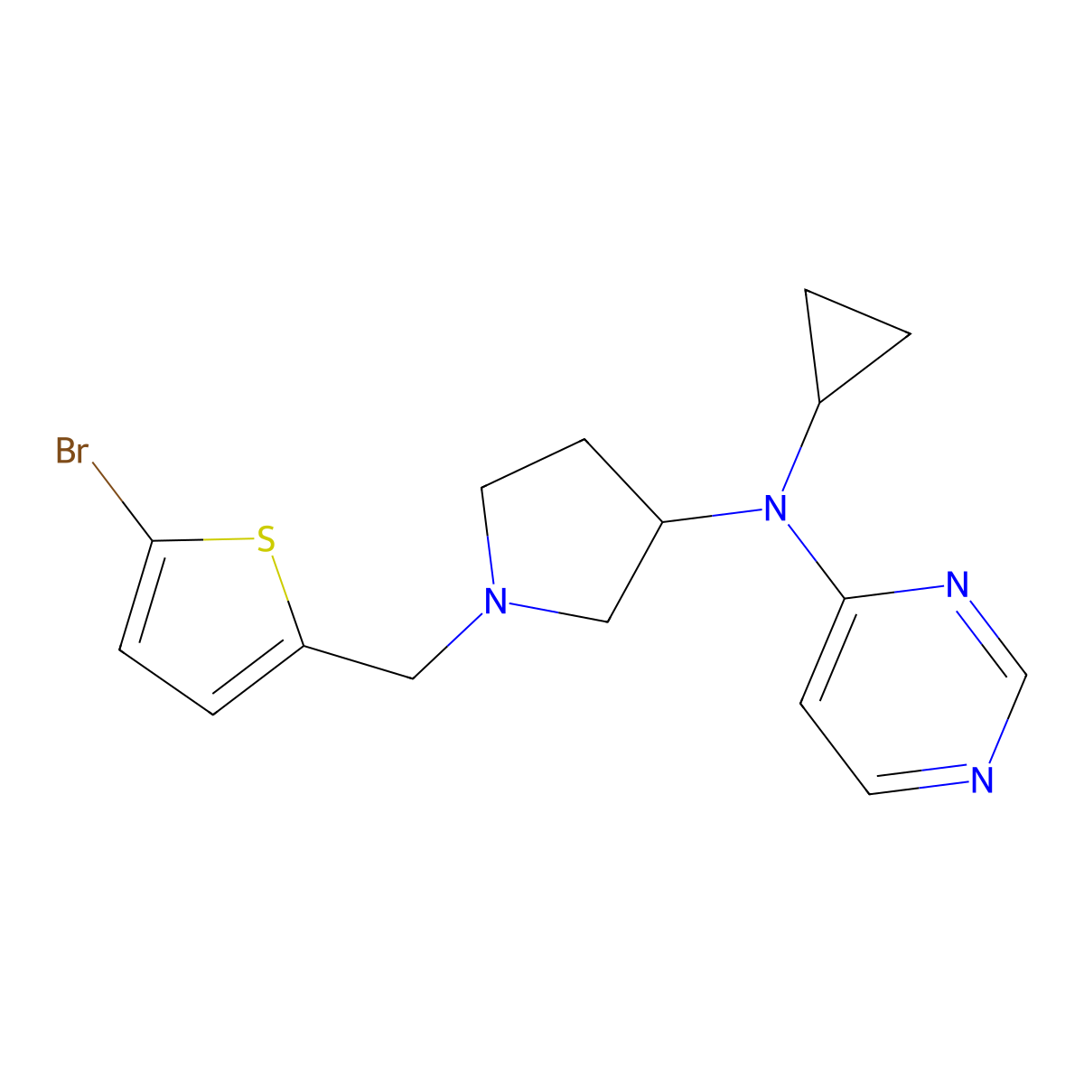 N-{1-[(5-bromothiophen-2-yl)methyl]pyrrolidin-3-yl}-N-cyclopropylpyrimidin-4-amine molecular structure, CAS 3054621-79-0
