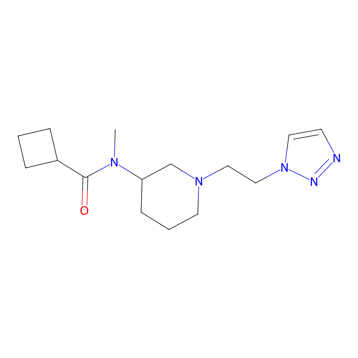 N-methyl-N-{1-[2-(1H-1,2,3-triazol-1-yl)ethyl]piperidin-3-yl}cyclobutanecarboxamide molecular structure, CAS 3054621-84-7