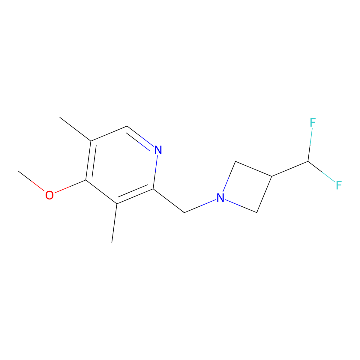 2-{[3-(Difluoromethyl)azetidin-1-yl]methyl}-4-methoxy-3,5-dimethylpyridine molecular structure, CAS 3054621-87-0
