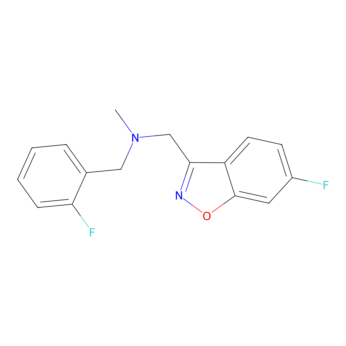 [(6-Fluoro-1,2-benzoxazol-3-yl)methyl][(2-fluorophenyl)methyl]methylamine molecular structure, CAS 3054622-05-5
