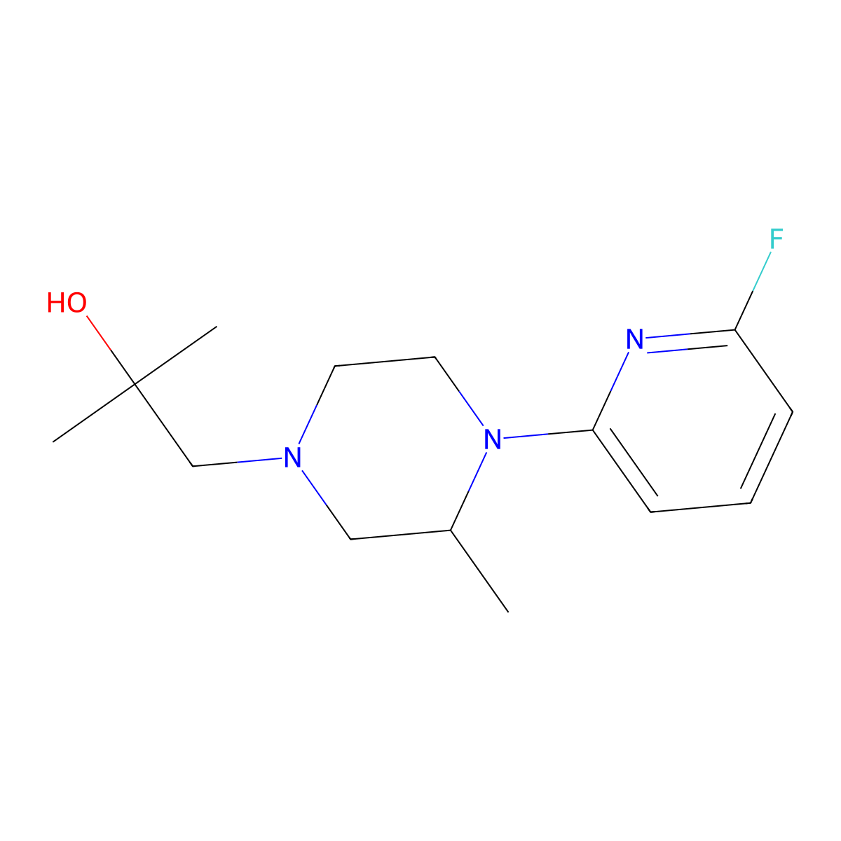 1-[4-(6-Fluoropyridin-2-yl)-3-methylpiperazin-1-yl]-2-methylpropan-2-ol molecular structure, CAS 3054622-08-8