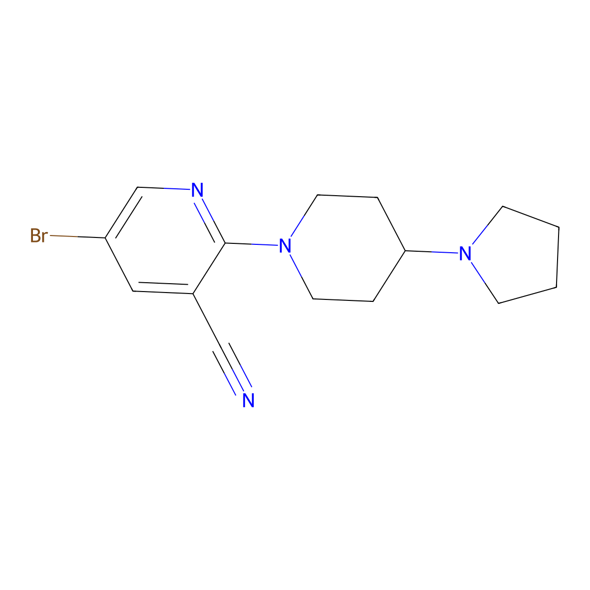 5-Bromo-2-[4-(pyrrolidin-1-yl)piperidin-1-yl]pyridine-3-carbonitrile molecular structure, CAS 3054622-09-9