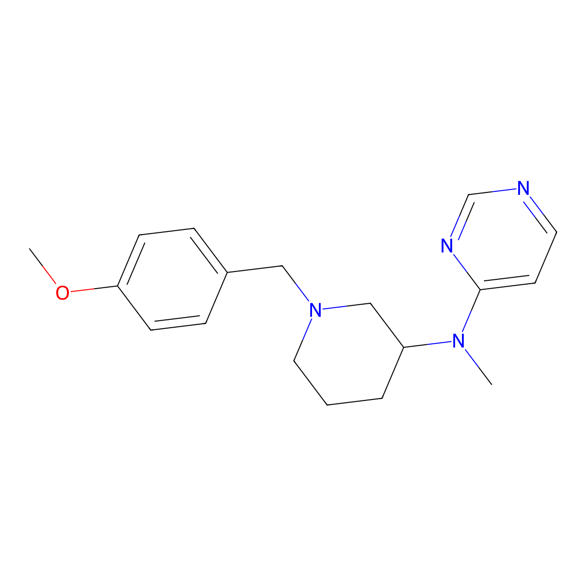 N-{1-[(4-methoxyphenyl)methyl]piperidin-3-yl}-N-methylpyrimidin-4-amine molecular structure, CAS 3054622-10-2