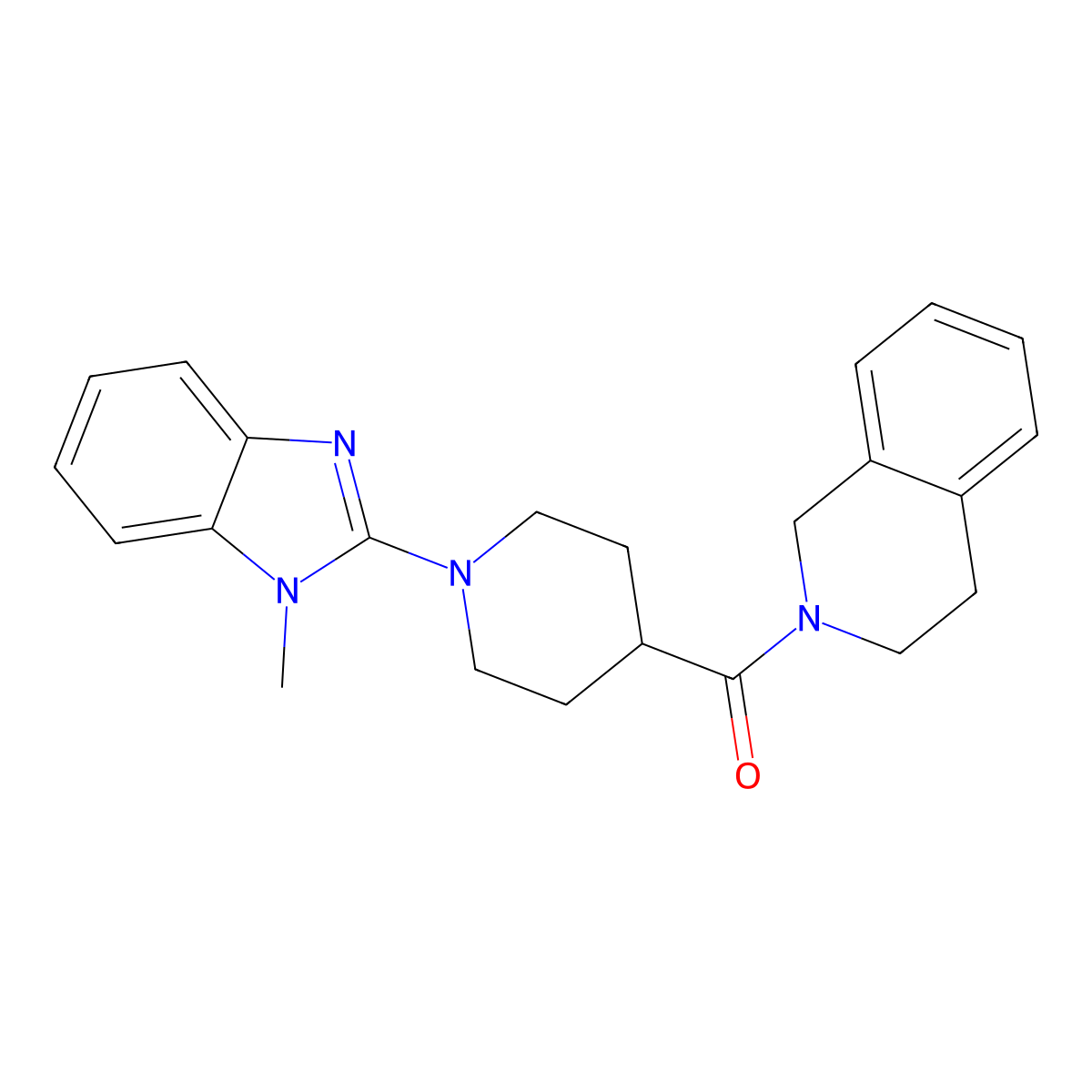 2-[1-(1-methyl-1H-1,3-benzodiazol-2-yl)piperidine-4-carbonyl]-1,2,3,4-tetrahydroisoquinoline molecular structure, CAS 3054622-11-3