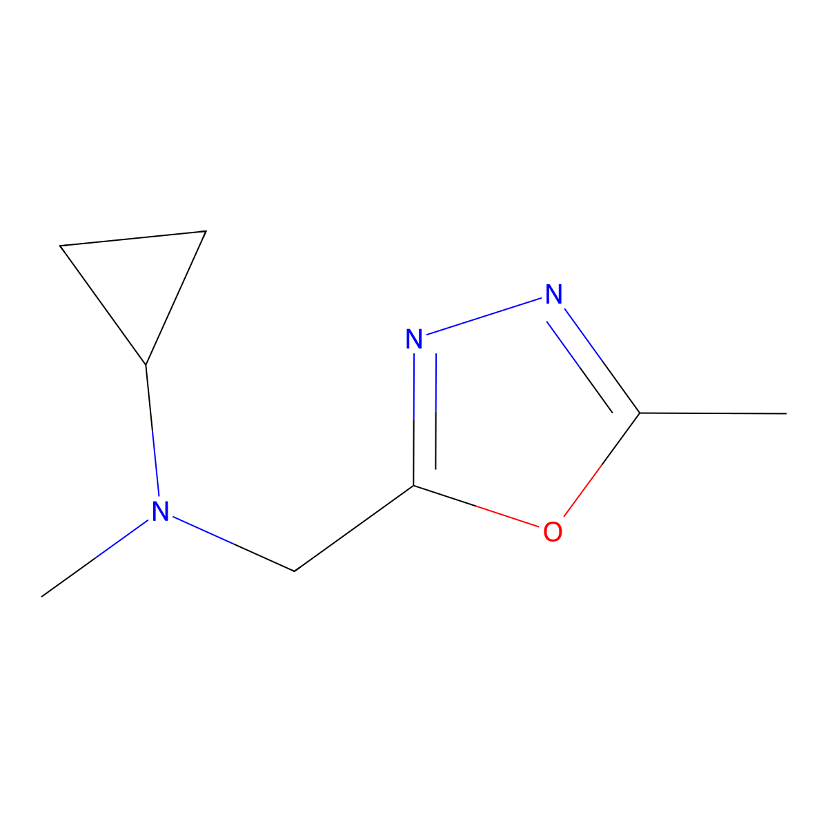 N-methyl-N-[(5-methyl-1,3,4-oxadiazol-2-yl)methyl]cyclopropanamine molecular structure, CAS 3054622-17-9