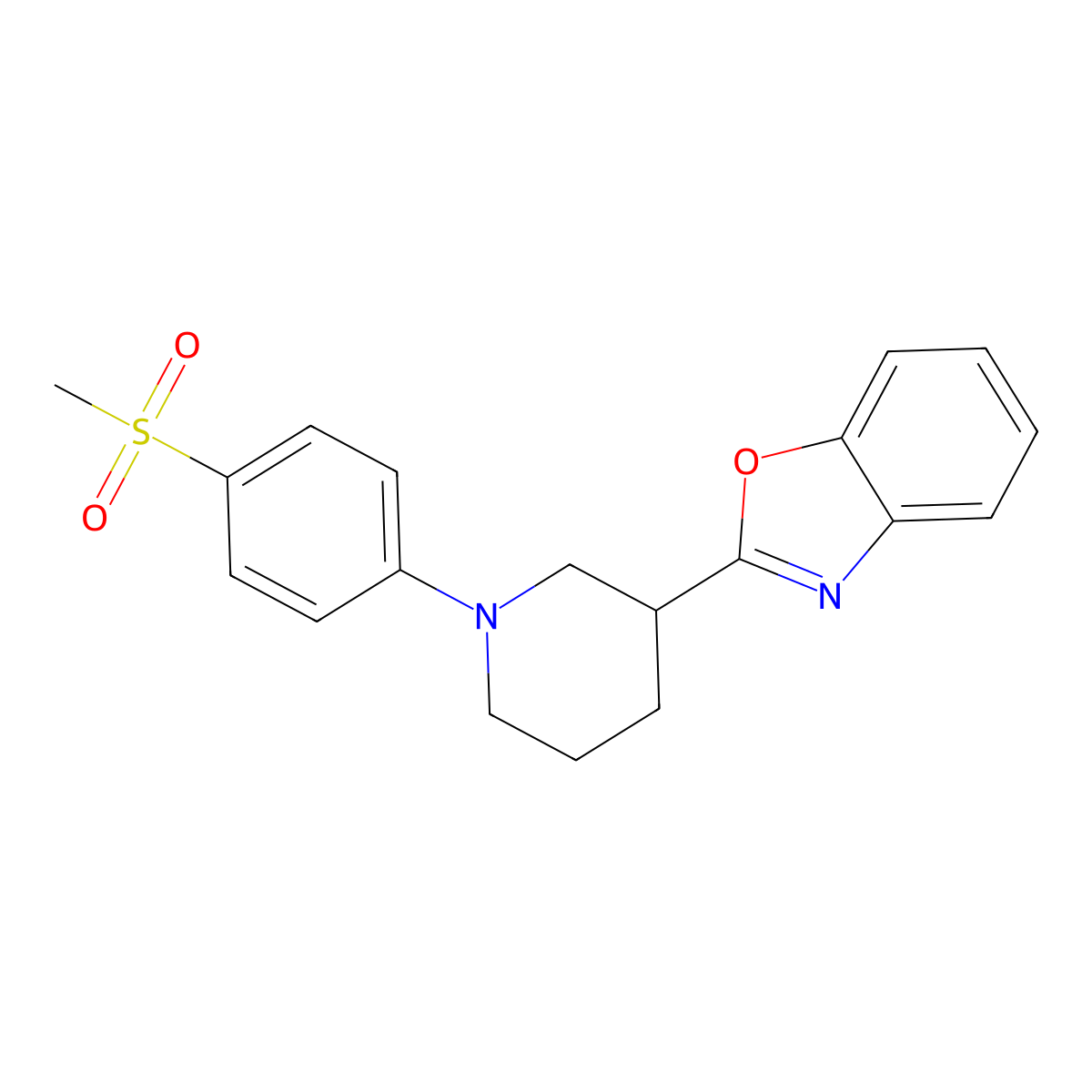 2-[1-(4-Methanesulfonylphenyl)piperidin-3-yl]-1,3-benzoxazole molecular structure, CAS 3054622-23-7