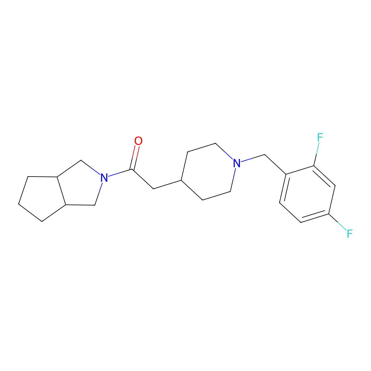 2-{1-[(2,4-Difluorophenyl)methyl]piperidin-4-yl}-1-{octahydrocyclopenta[c]pyrrol-2-yl}ethan-1-one molecular structure, CAS 3054622-24-8