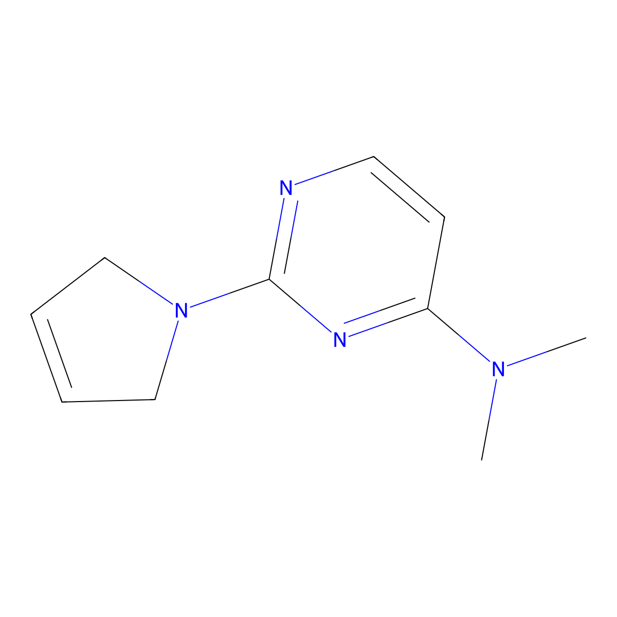 2-(2,5-dihydro-1H-pyrrol-1-yl)-N,N-dimethylpyrimidin-4-amine molecular structure, CAS 3054622-25-9