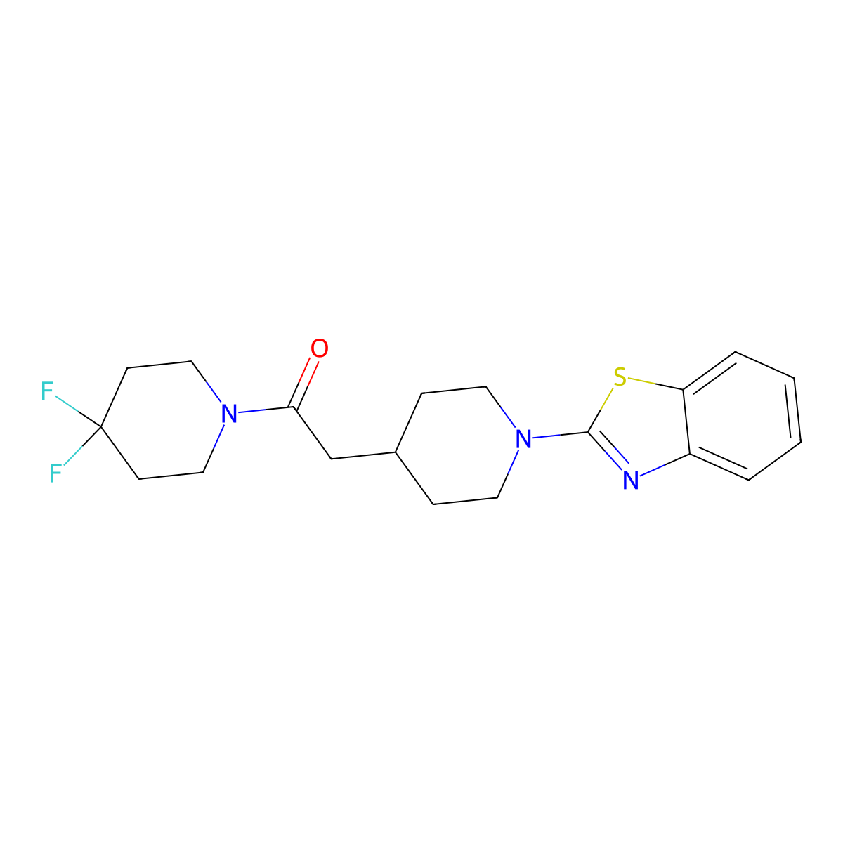 2-[1-(1,3-Benzothiazol-2-yl)piperidin-4-yl]-1-(4,4-difluoropiperidin-1-yl)ethan-1-one molecular structure, CAS 3054622-26-0