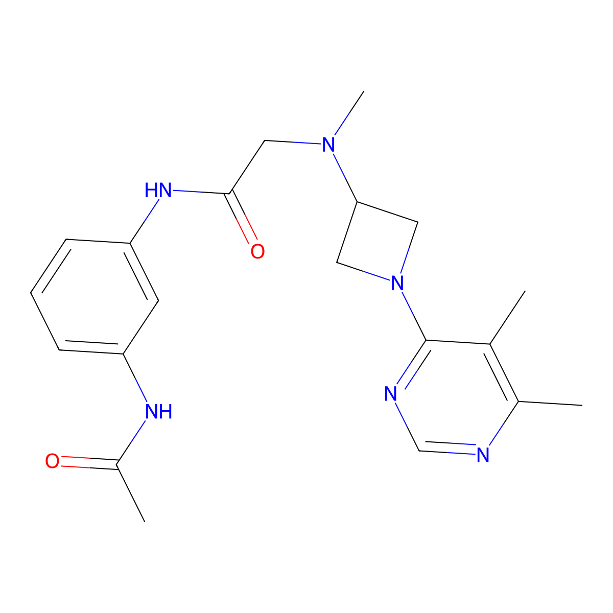 2-{[1-(5,6-dimethylpyrimidin-4-yl)azetidin-3-yl](methyl)amino}-N-(3-acetamidophenyl)acetamide molecular structure, CAS 3054622-32-8