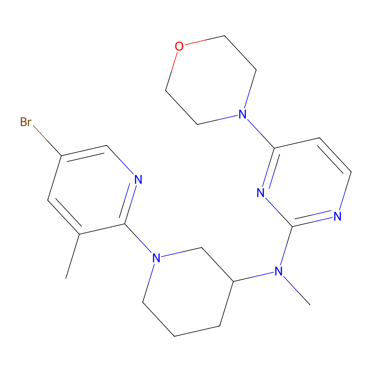 N-[1-(5-bromo-3-methylpyridin-2-yl)piperidin-3-yl]-N-methyl-4-(morpholin-4-yl)pyrimidin-2-amine molecular structure, CAS 3054622-34-0