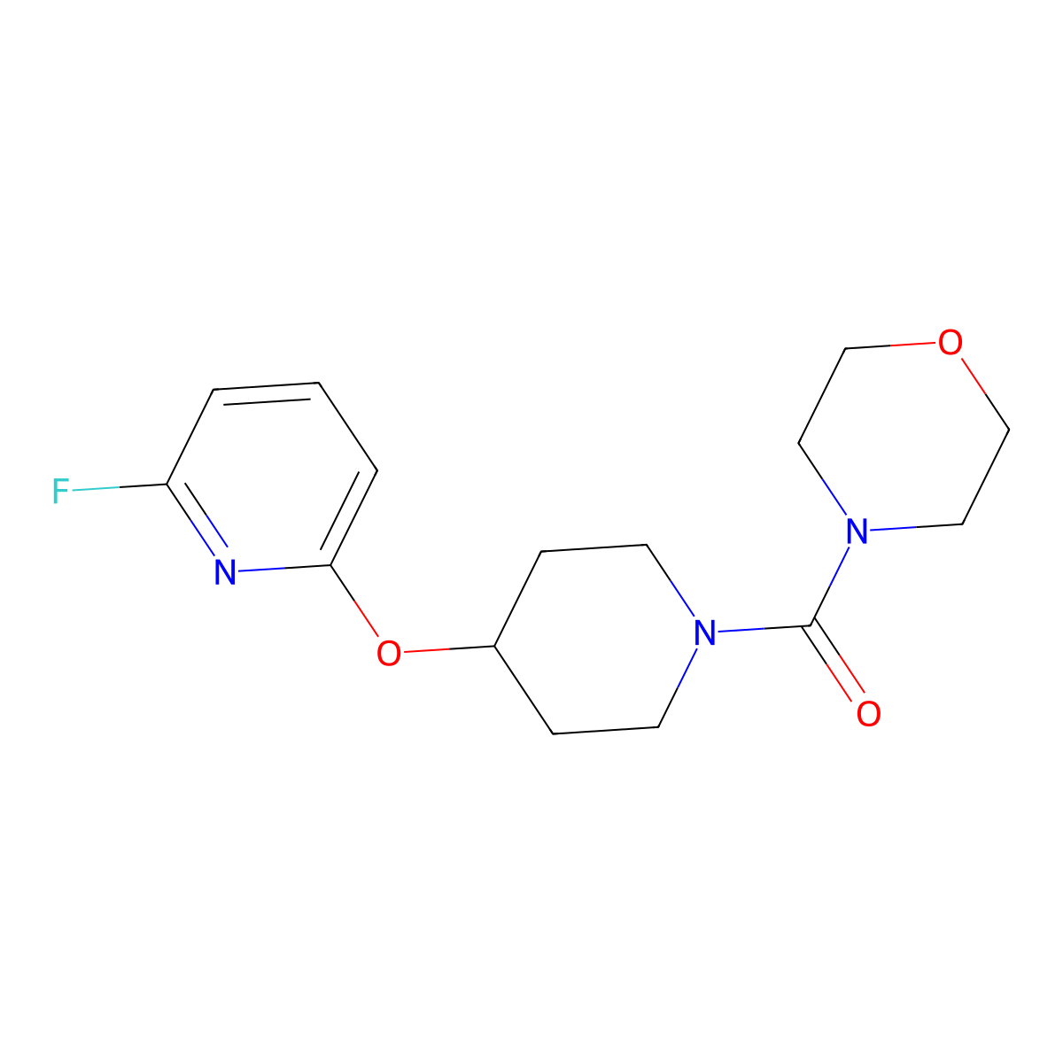 [4-(6-Fluoropyridin-2-yl)oxypiperidin-1-yl]-morpholin-4-ylmethanone molecular structure, CAS 3054622-36-2