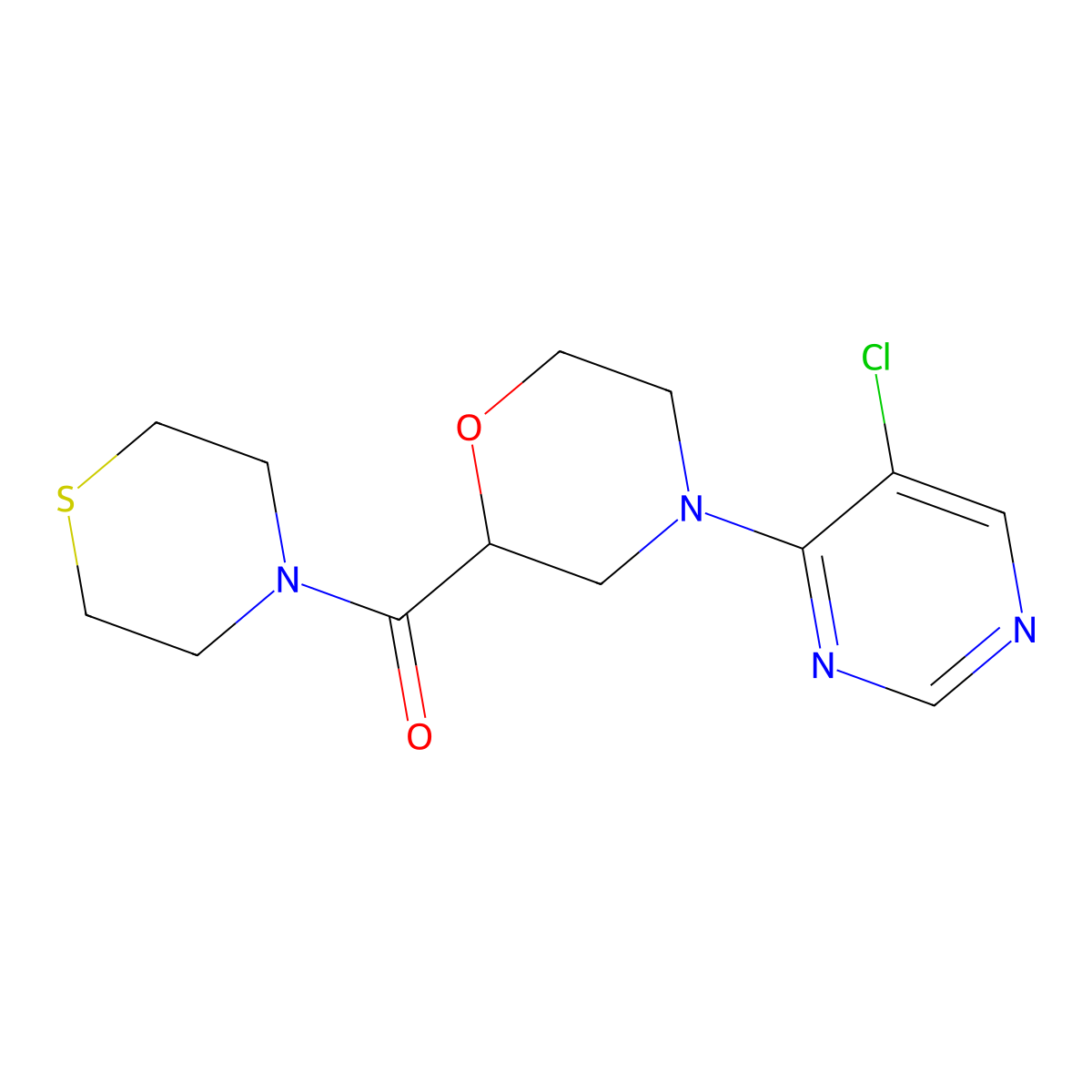 4-(5-Chloropyrimidin-4-yl)-2-(thiomorpholine-4-carbonyl)morpholine molecular structure, CAS 3054622-38-4