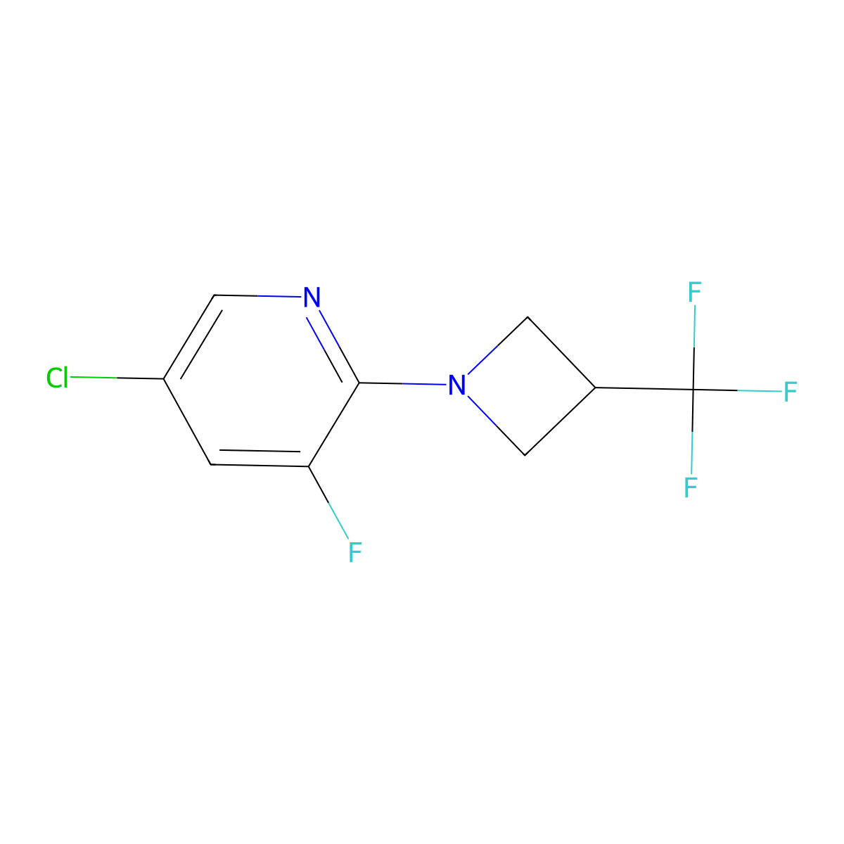 5-Chloro-3-fluoro-2-[3-(trifluoromethyl)azetidin-1-yl]pyridine molecular structure, CAS 3054622-41-9