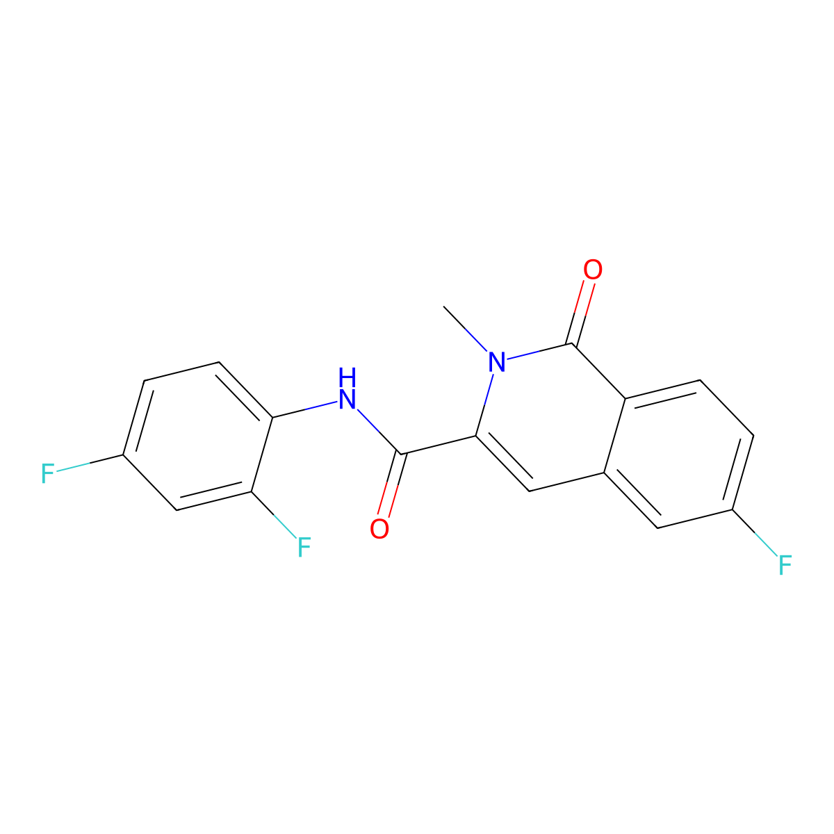 N-(2,4-difluorophenyl)-6-fluoro-2-methyl-1-oxo-1,2-dihydroisoquinoline-3-carboxamide molecular structure, CAS 3054622-44-2