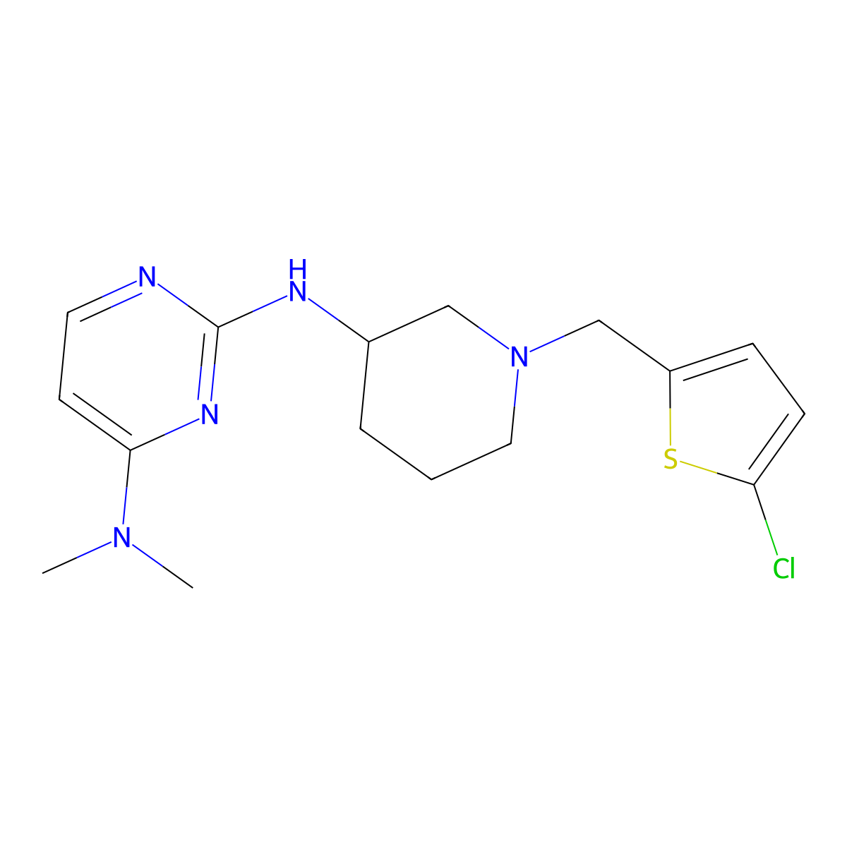N2-{1-[(5-chlorothiophen-2-yl)methyl]piperidin-3-yl}-N4,N4-dimethylpyrimidine-2,4-diamine molecular structure, CAS 3054622-46-4