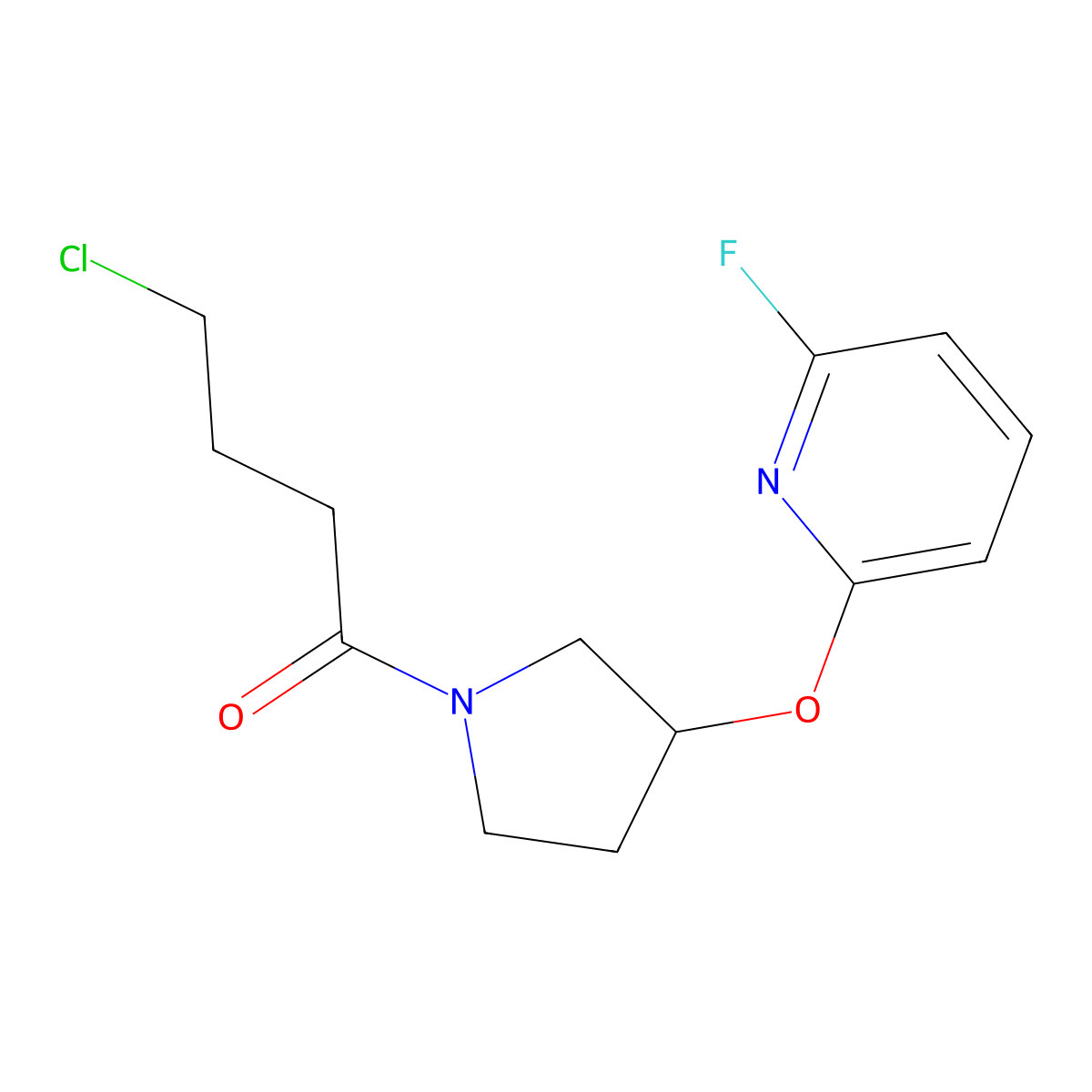 4-Chloro-1-{3-[(6-fluoropyridin-2-yl)oxy]pyrrolidin-1-yl}butan-1-one molecular structure, CAS 3054622-57-7