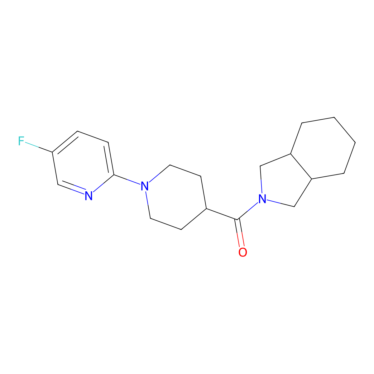 2-[1-(5-fluoropyridin-2-yl)piperidine-4-carbonyl]-octahydro-1H-isoindole molecular structure, CAS 3054622-58-8