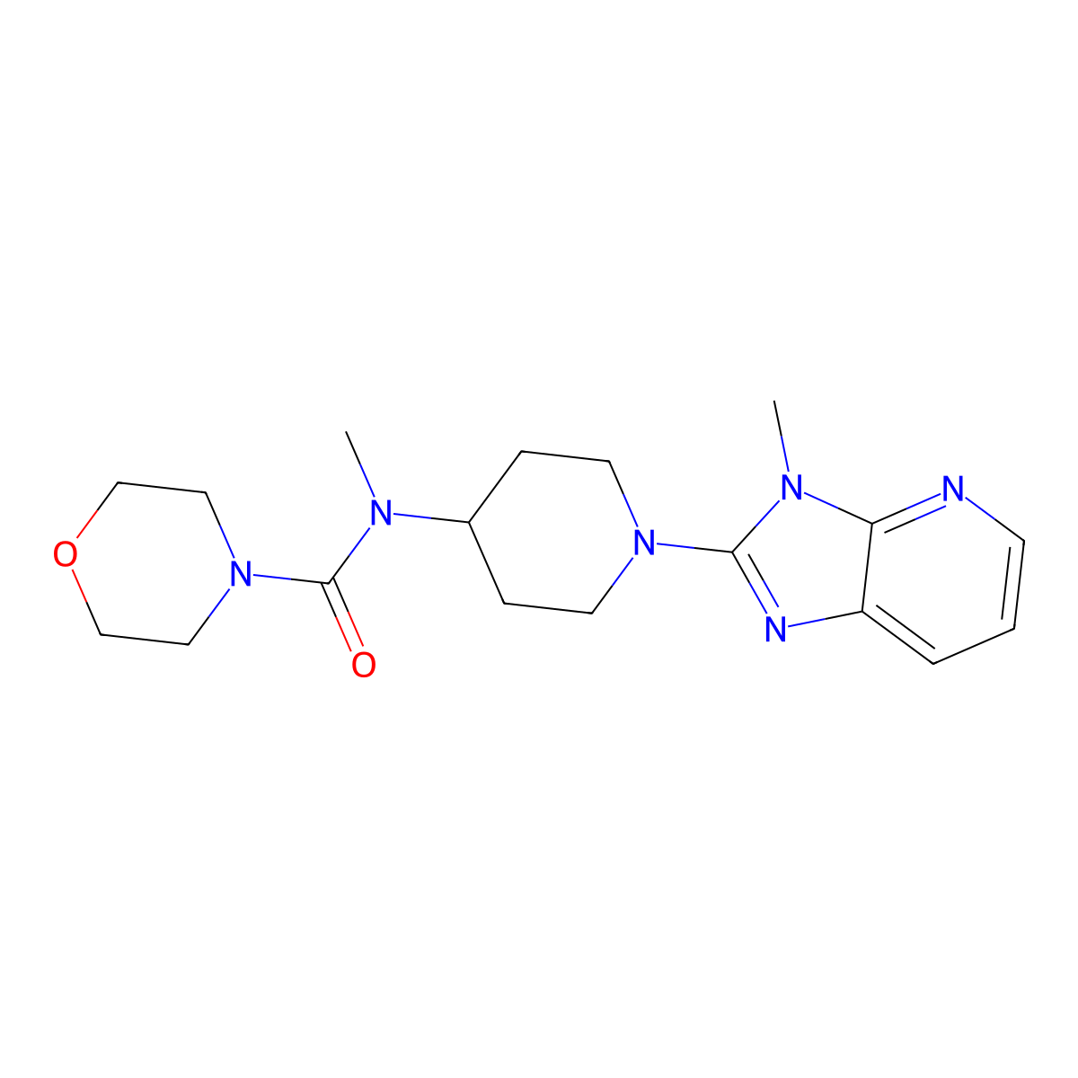 N-methyl-N-(1-{3-methyl-3H-imidazo[4,5-b]pyridin-2-yl}piperidin-4-yl)morpholine-4-carboxamide molecular structure, CAS 3054622-60-2