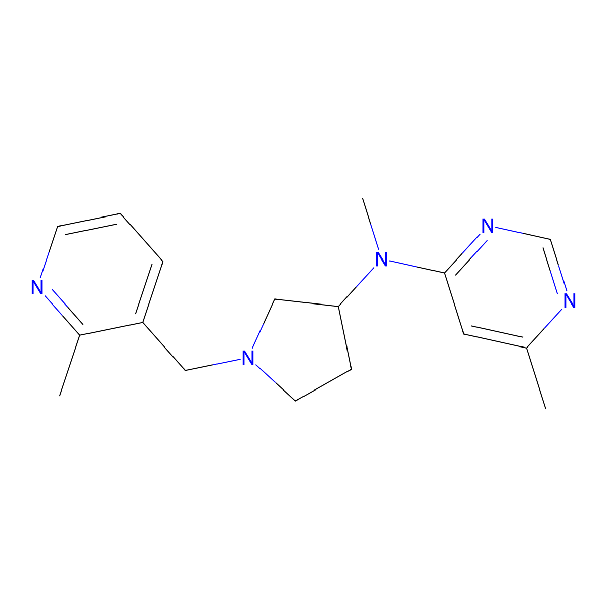 N,6-dimethyl-N-{1-[(2-methylpyridin-3-yl)methyl]pyrrolidin-3-yl}pyrimidin-4-amine molecular structure, CAS 3054622-66-8