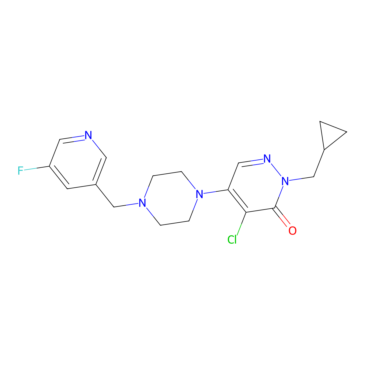 4-Chloro-2-(cyclopropylmethyl)-5-{4-[(5-fluoropyridin-3-yl)methyl]piperazin-1-yl}-2,3-dihydropyridazin-3-one molecular structure, CAS 3054622-79-3