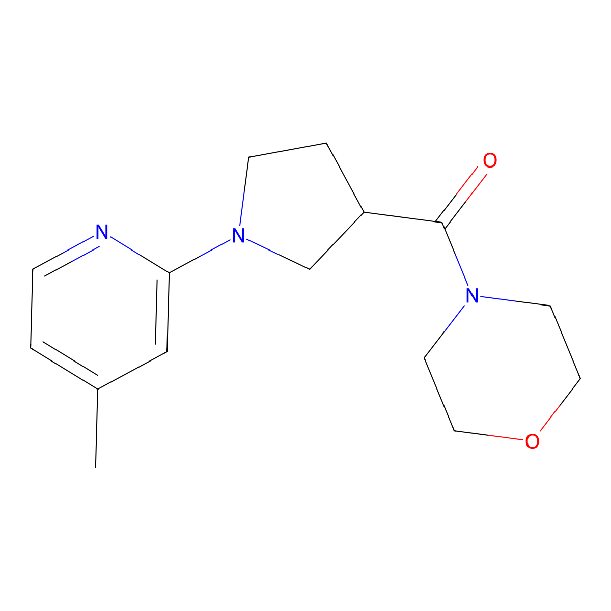 4-[1-(4-Methylpyridin-2-yl)pyrrolidine-3-carbonyl]morpholine molecular structure, CAS 3054622-80-6