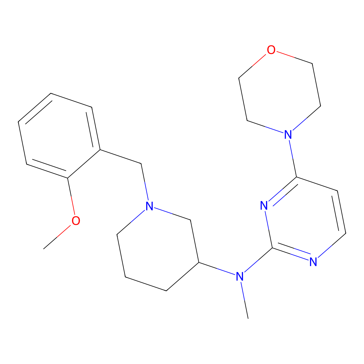 N-{1-[(2-methoxyphenyl)methyl]piperidin-3-yl}-N-methyl-4-(morpholin-4-yl)pyrimidin-2-amine molecular structure, CAS 3054622-82-8