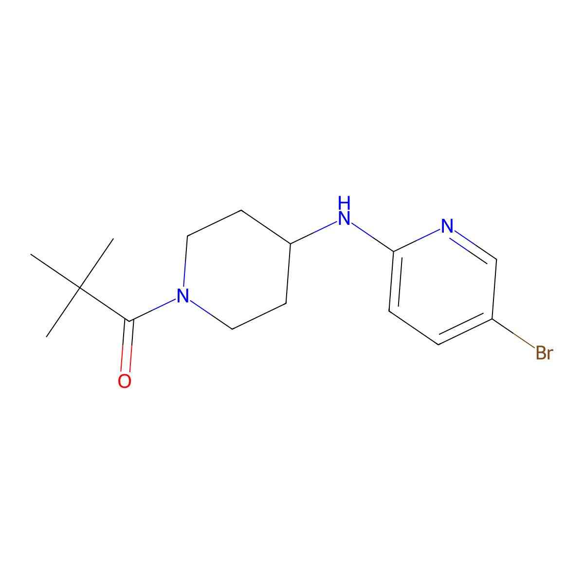 1-{4-[(5-Bromopyridin-2-yl)amino]piperidin-1-yl}-2,2-dimethylpropan-1-one molecular structure, CAS 3054622-84-0